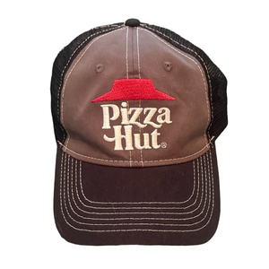 Pizza Hut Hat Cap Black Gray Red Mesh Back Adjustable Hook And Loop Clise